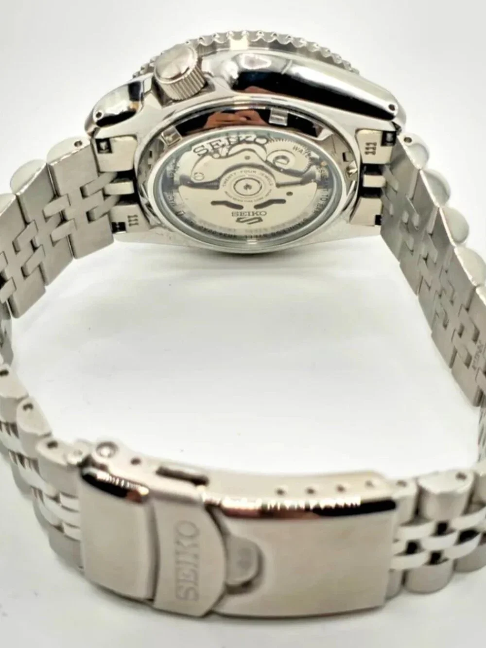 Seiko 5 Sports SSK005 Automatic GMT Orange Dial Mens Watch 43mm Steel Bracelet